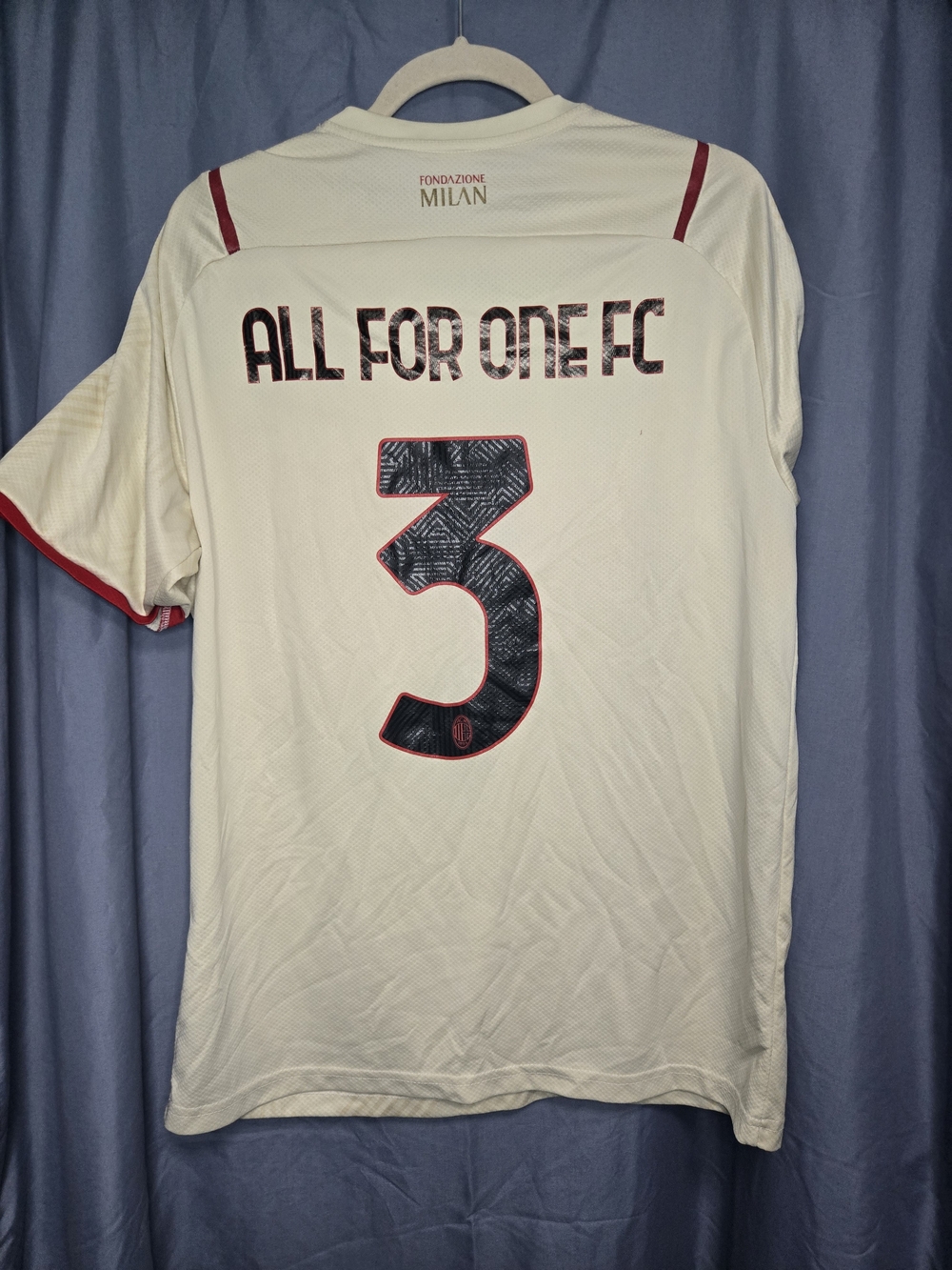 Milano Cream and Black Men's Football Jersey with Red Trim